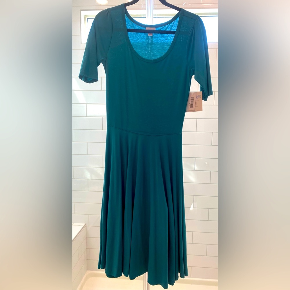New nwt small Lularoe Nicole dress aqua color- solid color